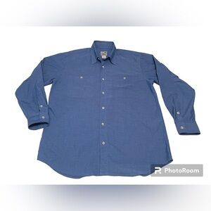 Travelsmith Blue Chambray Casual Long Sleeve Button Down Shirt, Men’s Size Large